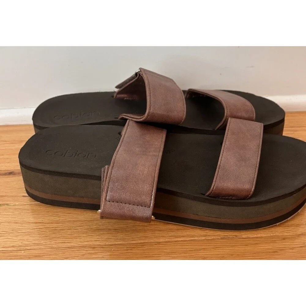 Cobian Vira Rise Wedge Sandals Women’s 10 Brown Platform Slide Comfort